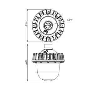 Pandora LED 040E — габаритный чертёж