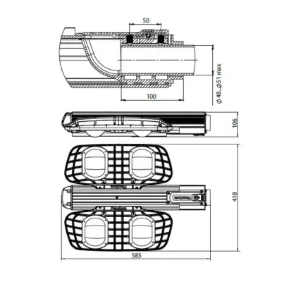 Pandora LED 555 — габаритный чертёж