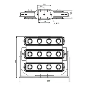 Pandora LED 835-1100 — габаритный чертёж