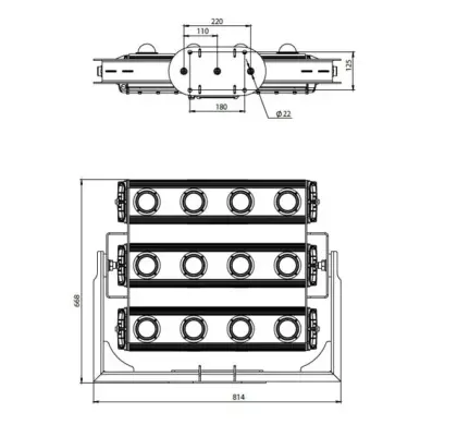 Pandora LED 835-1100 — габаритный чертёж