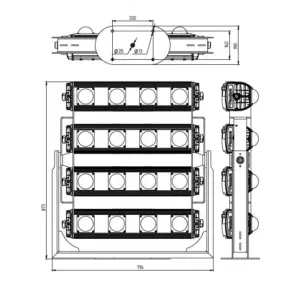 Pandora LED 835-1500 — габаритный чертёж