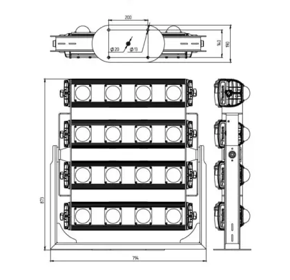 Pandora LED 835-1500 — габаритный чертёж