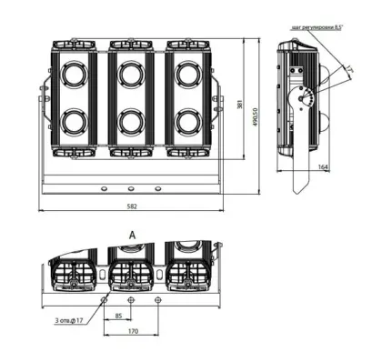 Pandora LED 835-360 — габаритный чертёж