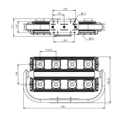 Pandora LED 835-750 — габаритный чертёж