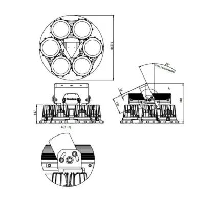 Pandora LED 935 W-480 — габаритный чертёж