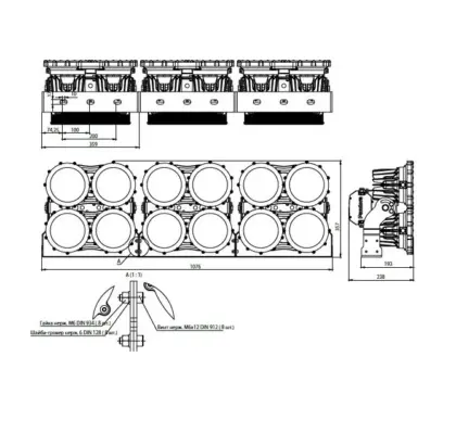 Pandora LED 935 W-960 — габаритный чертёж